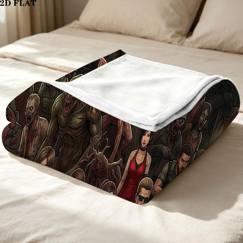 1PC Resident Evil Patterned Flannel Blanket Suitable For All Seasons For Home Decor Warmth And Comfort Gifts Holiday Present