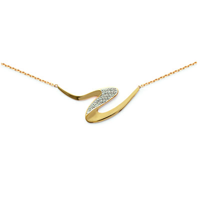 [G0599] - Gold-Plated Necklace 'Choreography' White Gold - 40x16 Mm