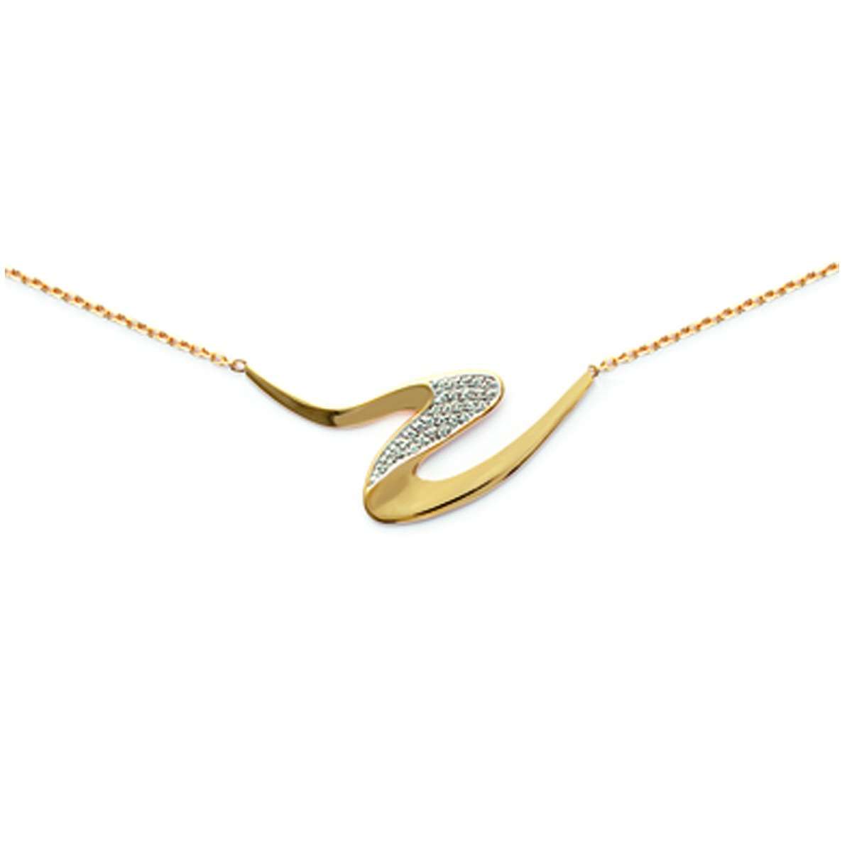 

Les Trésors De Lily [G0599] - Collier Plaqué-Or Chorégraphie blanc doré - 40x16 mm