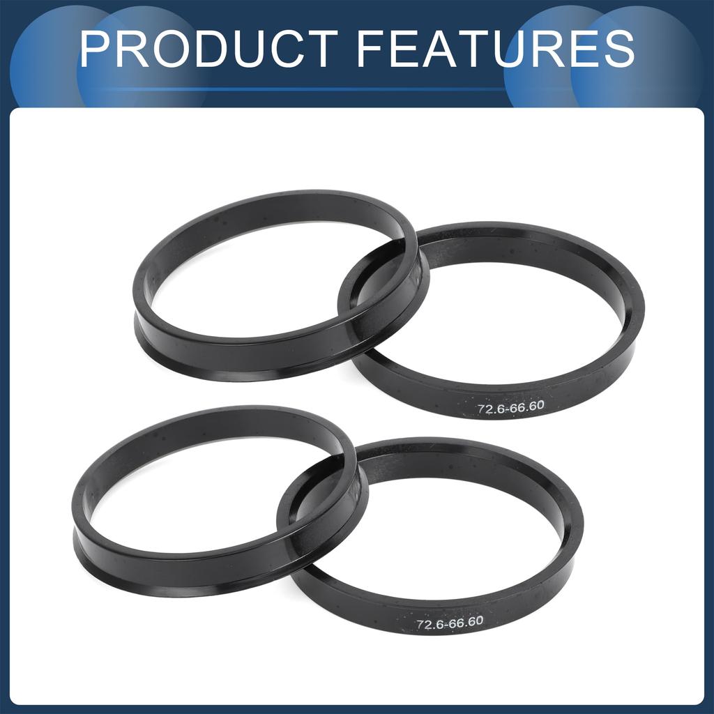 INFINAUTO Zentrierring 66.6mm ID 72.6mm AD Auto Radnabe Ring ABS Kunststoff Schwarz 4 Stück
