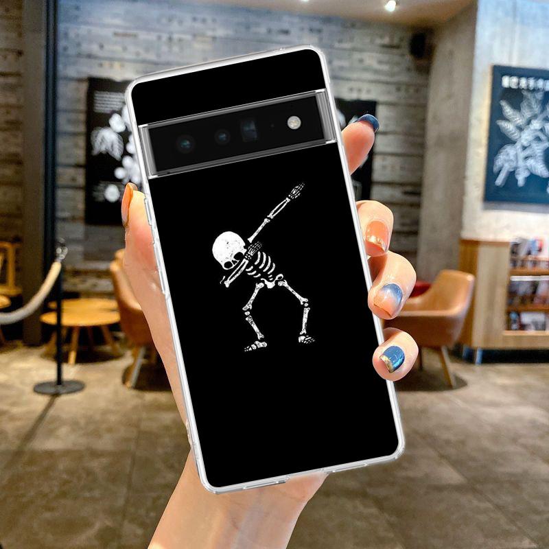 

Cute Skull Phone Case Cover for Google Pixel 8 7 6 5 4 4XL Shockproof Silicone 7A 6A 5A 4A 3A 3AXL Pro 5G Transparent Shell Bags for Pixel 8