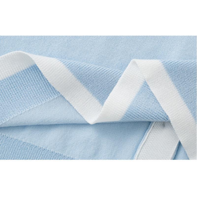 Women's Color-blocking Top Women's Embroidered Knitted Sweater Short-sleeved Cardigan