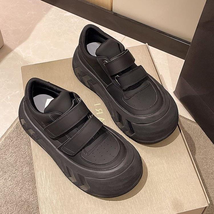 22 new INS trendy shoes leather surface thick sole heightening student shoes Velcro
