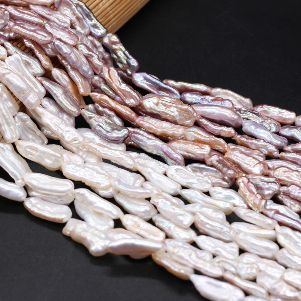 1String, Baroque Pearls, 7×20-8×22mm, Rectangle Natural Freshwater Pearl Beads for Jewelry Making DIY Supplies, Women's Craft Gifts 36cm