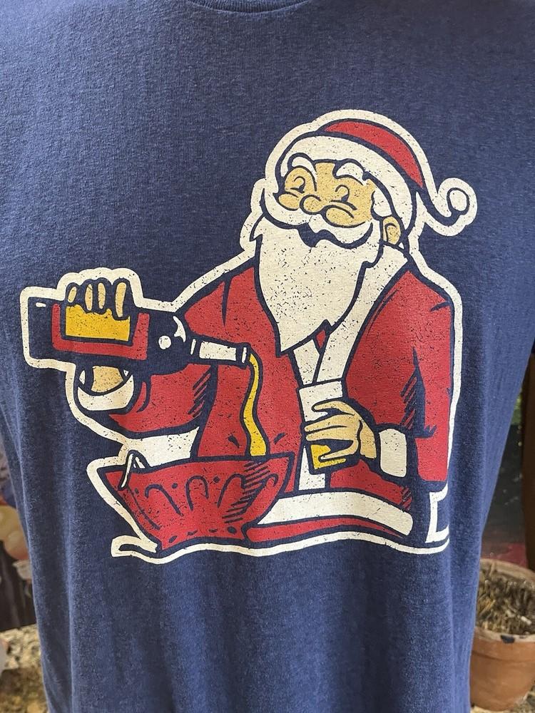 TIPSY ELVES SPIKED PUNCH CHRISTMAS T SHIRT SIZE XL Blue Santa Claus PARTY FUNNY Unisex T-Shirt S