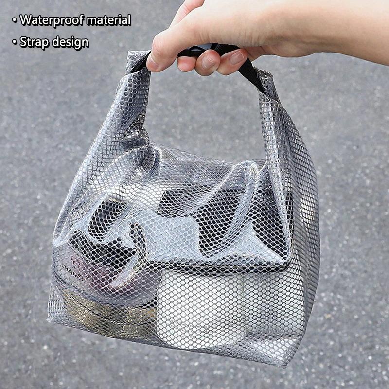 Waterproof Cosmetic Storage Bag Large Capacity Fitness Clothing Swimming Handbag Portable Shopping Travel Buckle Type Mesh Bags