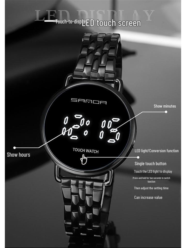 Sanda Men's Stylish Single-Touch Mesh Band Electronic Watch
