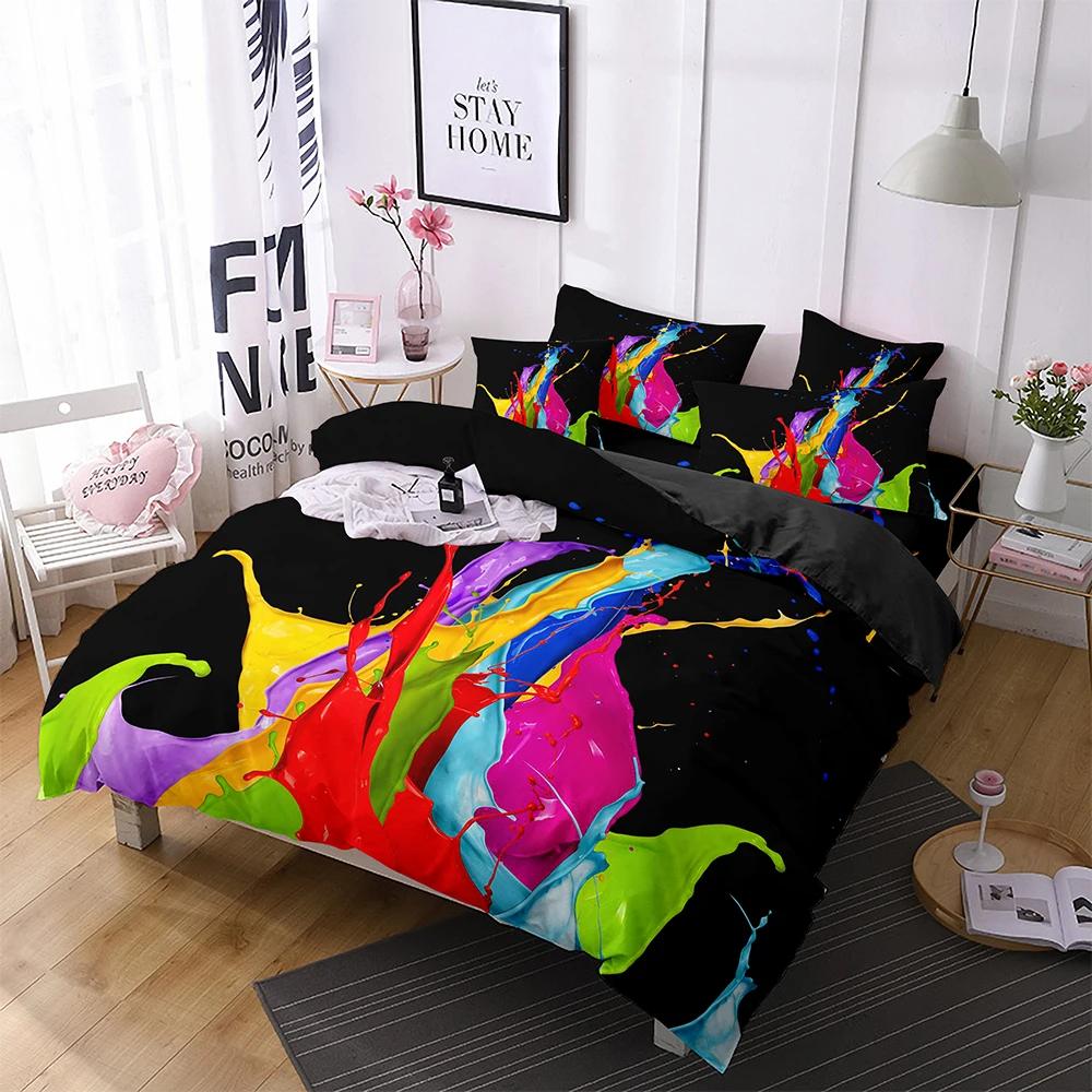 

Комплект постельного белья: пододеяльник из микрофибры + наволочки. Ультрамягкий комплект с принтом в виде акварельных точек, с застежкой-молнией EU Single(135*200cm)3pcs