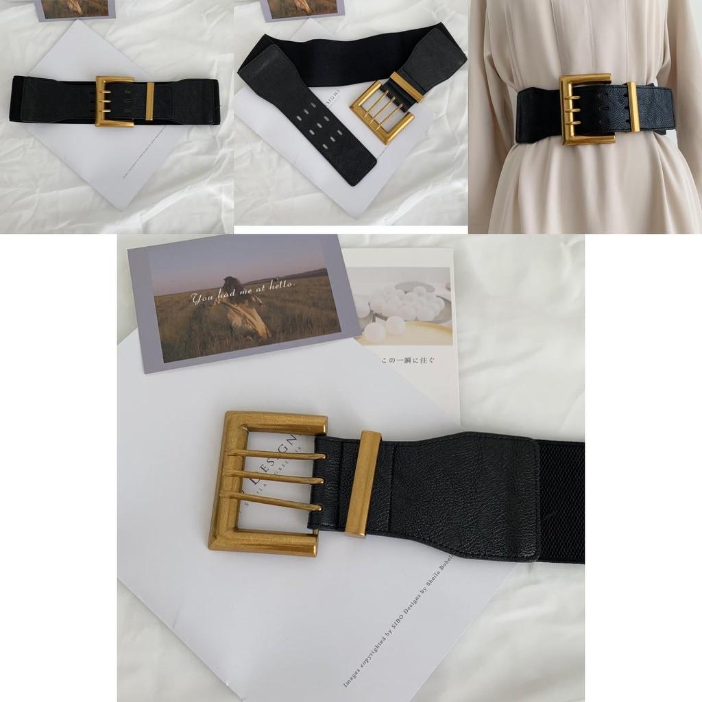 Wide Black Trendy Waist Belt For Women Comfortable Elastic Faux Leather Style