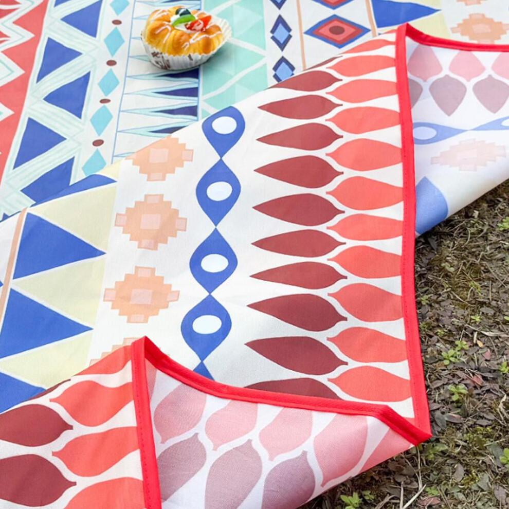 Lightweight Picnic Mat with Waterproof Coating - Stain-Resistant, Reflective Trim, Includes Pockets and Straps, for Outdoor Use