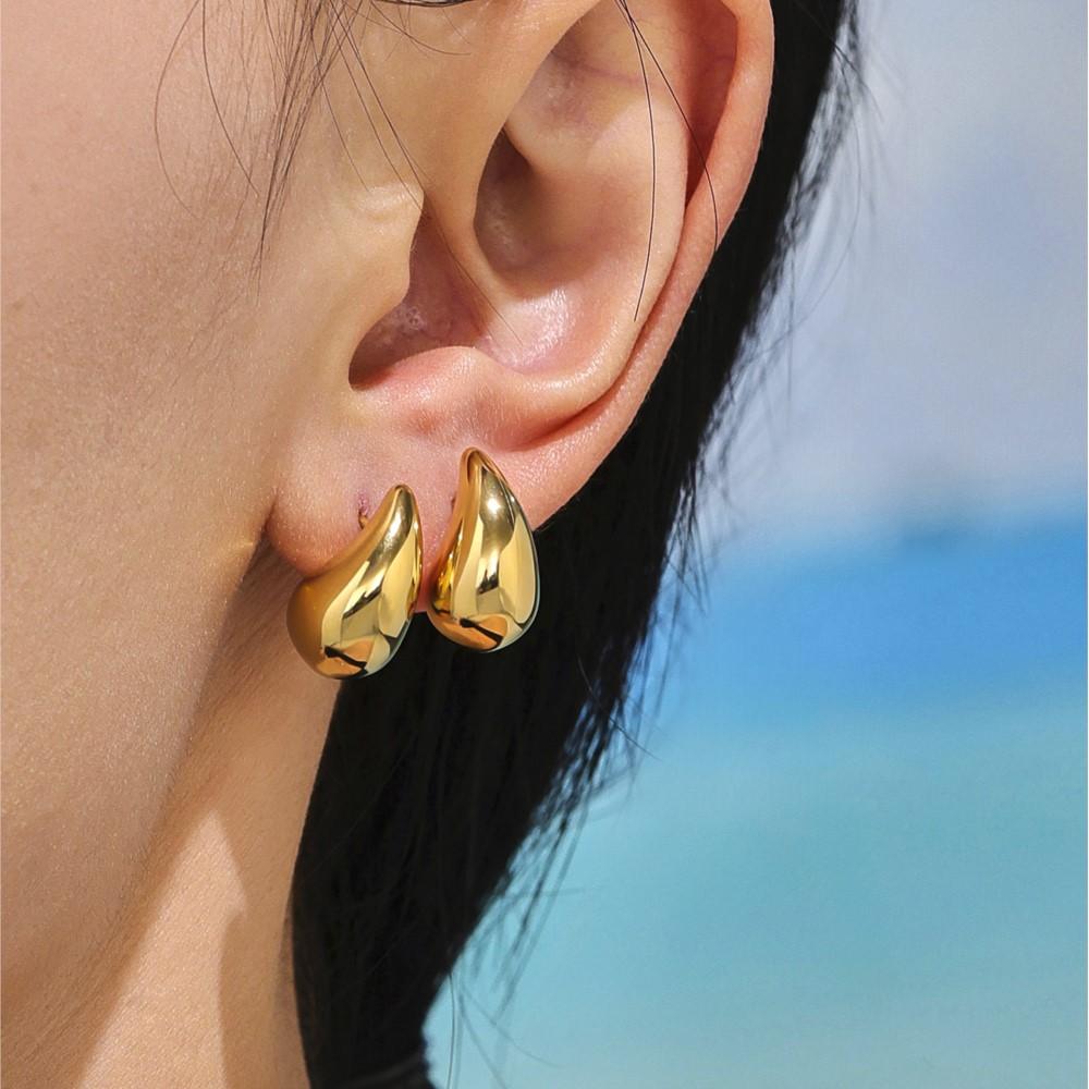 Water Drop Shaped Stud Earrings In Stainless Steel 18k Gold Plated Waterproof Non Tarnish Droplet Earring Ear Studs For Women