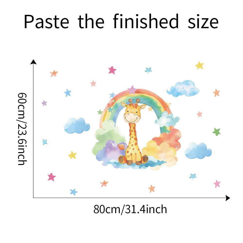 Cartoon Giraffe Rainbow Star Cloud Wall Sticker for Kids Room Decor