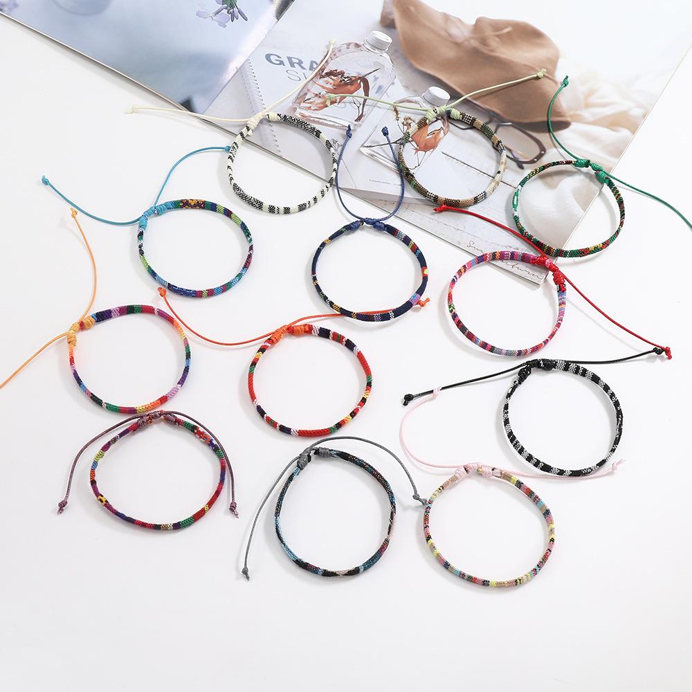 Colourful Bohemian-style cotton-linen woven bracelet – a simple versatile piece