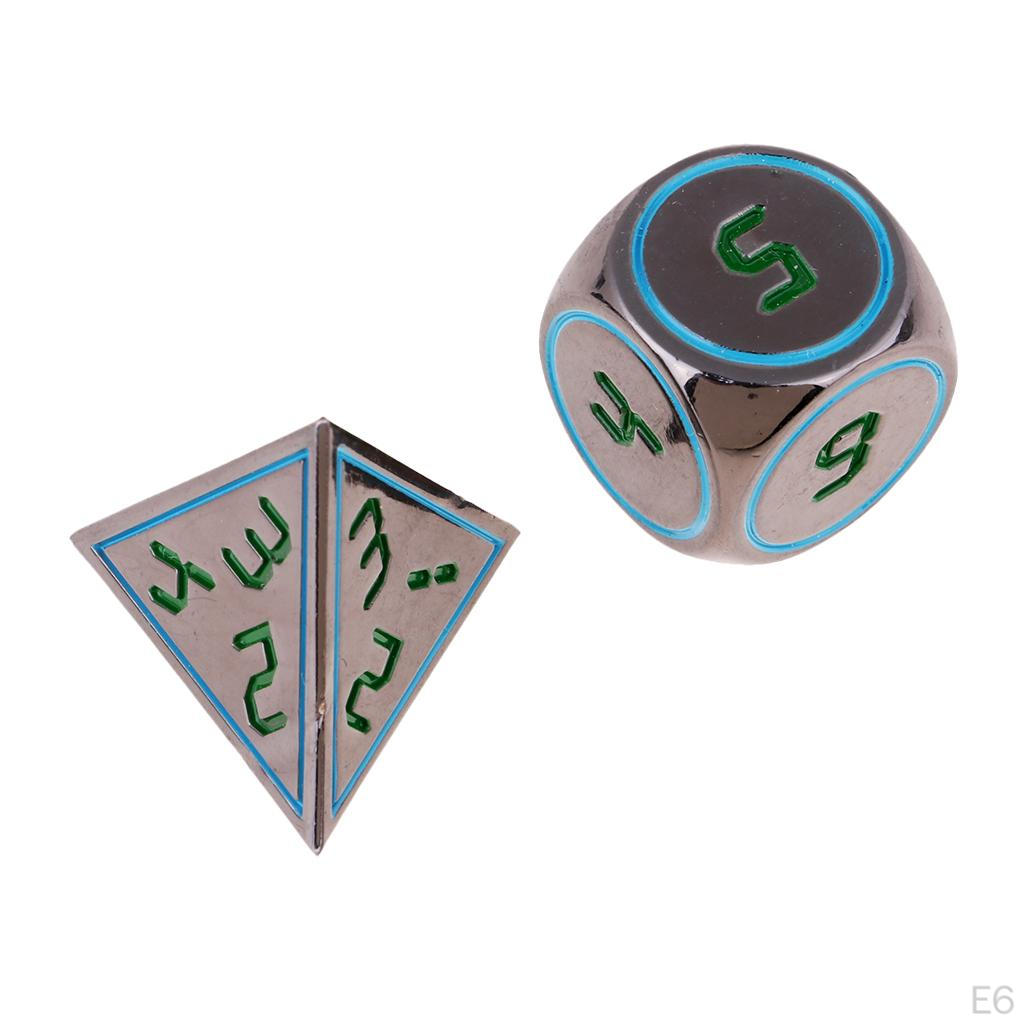 7 Pcs. Vintage D4 D20 Metal Cube For Board Game, Zinc Alloy