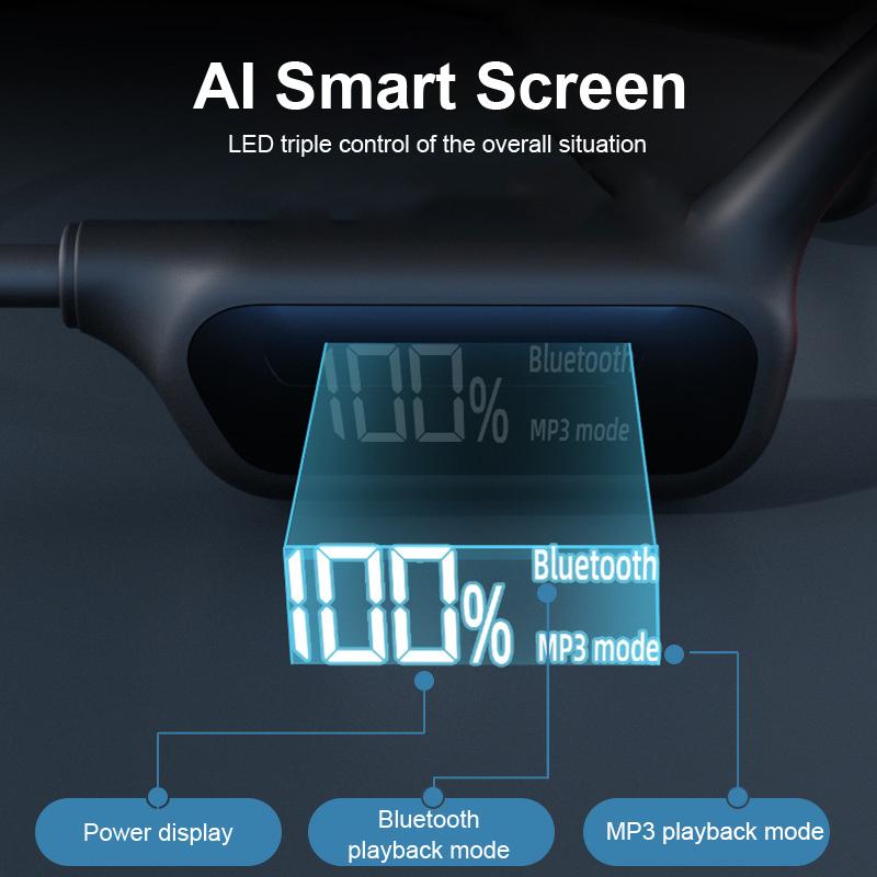 Wireless Ipx8 Waterproof Bone Conduction Headphone With 32G For Swimming Sporters Ear-Hook Open Ear Earphone Led Display Screen