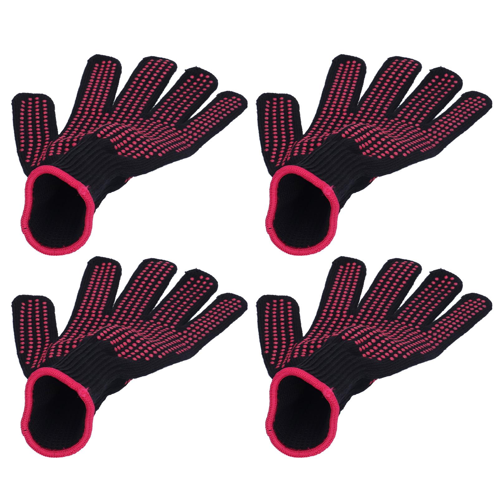 

4Pcs Heat Resistant Gloves High Temperature Resistant Anti Scalding Mitts with Silicone BumpsRose Red Silicone Rose Red