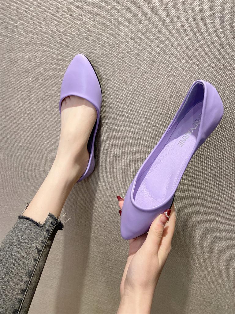 Fashion Soft soled shallow mouth spring pointed women's flat shoes are casual fashionable simple comfortable single women's shoes