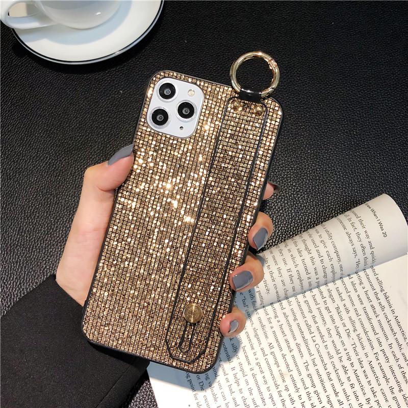 The Glitter Wristband Is Suitable For Apple 17Promax Hemming Iphone15 Mobile Phone Case 16 Protective Case Fashionable Women'S Models.