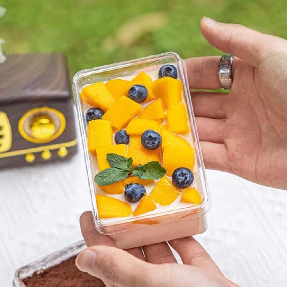 New Disposable Handmade Tiramisu Box Rectangular Transparent Western Dessert Mousse Mold DIY Baking Tiramisu Packaging Box