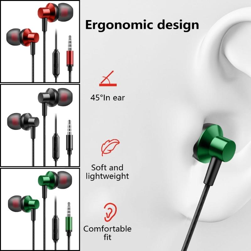 3.5mm Earbud In Ear Headphones Bass Drivens In Ear Headphones with Control 3.5mm Earphones Comfortable Earbud Present