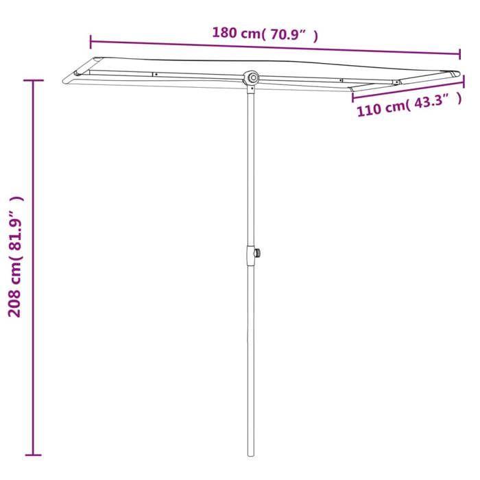 VidaXL Garden Parasol with Aluminum Pole, Patio Sunshade, Sun Shelter, Outdoor Terrace Parasol, 47329