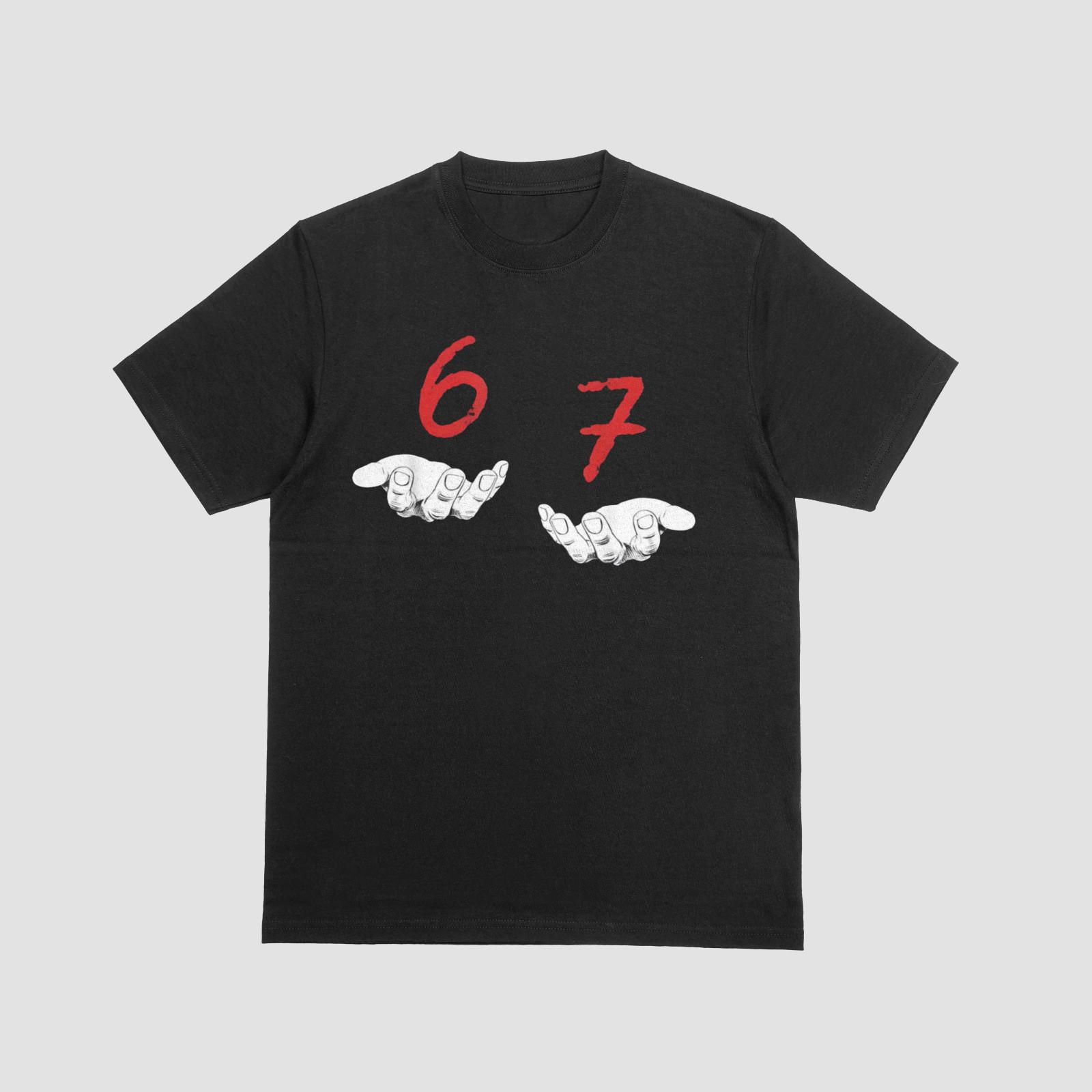67 Hands Meme Shirt Minimalist Funny Number Graphic T-Shirt 4XL