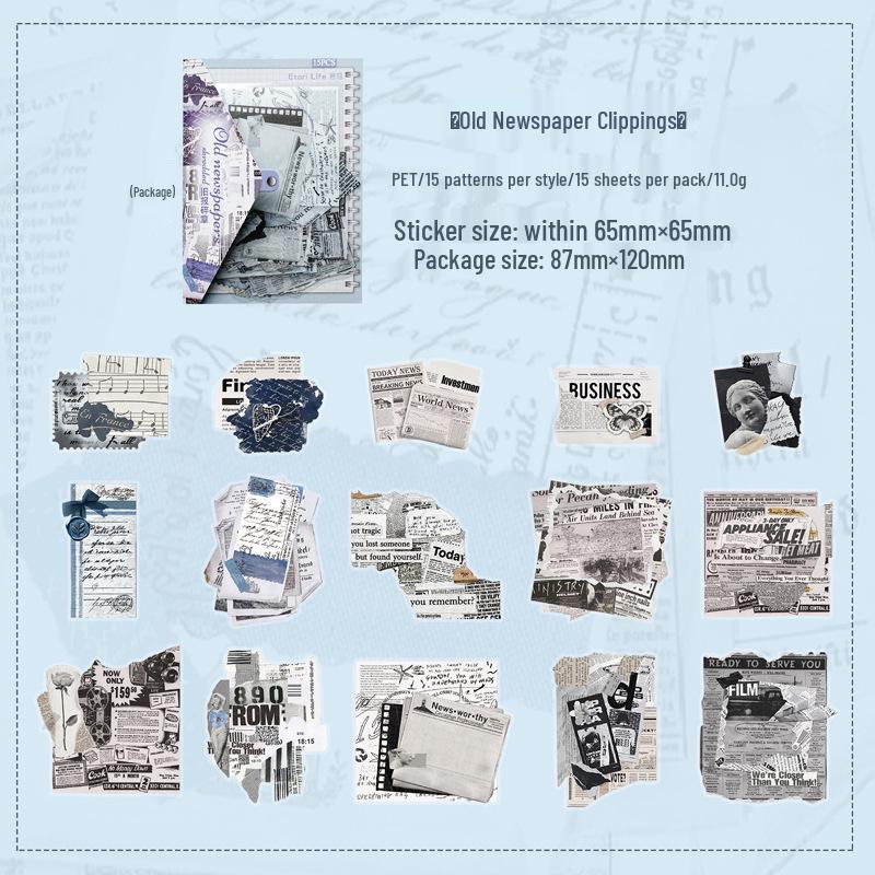 

Yi Niao Retro Shattered Shadow PET Stickers - 6 Styles for Journals