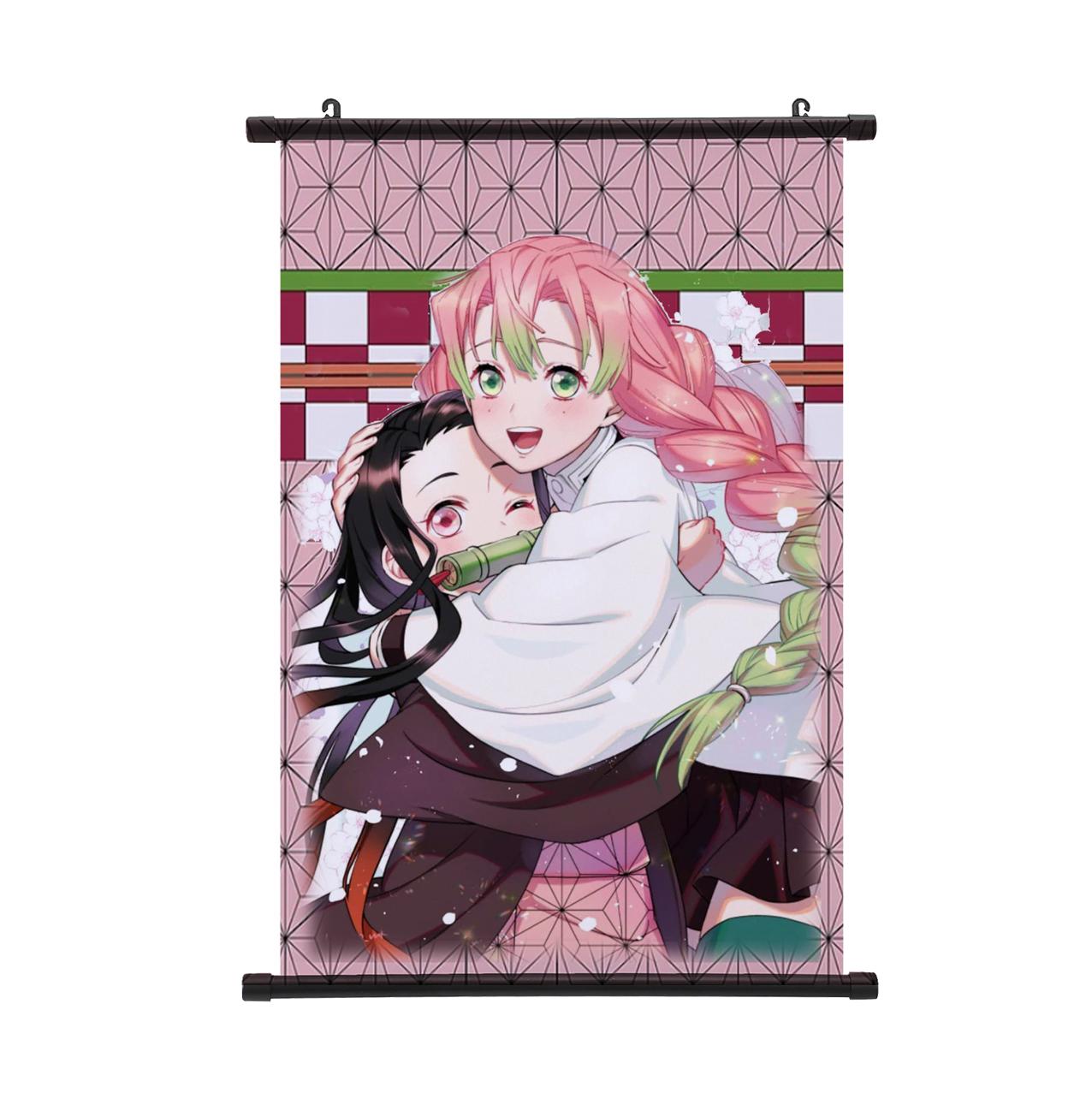 Истребитель демонов Незуко Постер Мультяшный Kimetsu No Yaiba Свиток Постер Настенный Свиток Постер Популярный Узор Живопись Постер 30*45cm серый