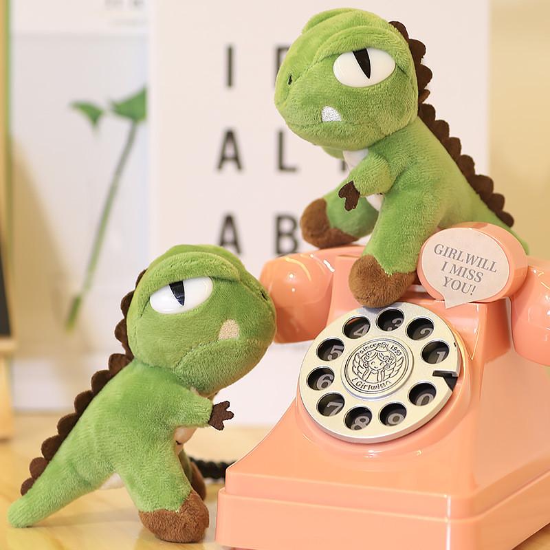 Plush Dinosaur Green Keychain With Embroidery Design For Backpack And Use Gift