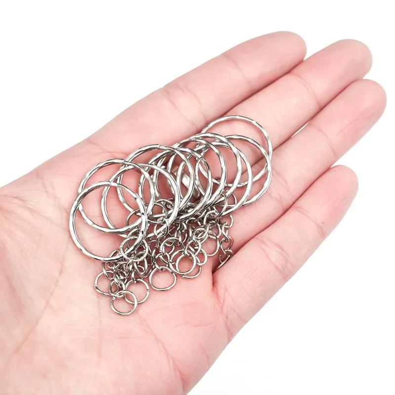 20/50/100pcs Metal Keyring Keyfob Stainless Steel Anti-rust Key Holder Keychains Pendant Key Ring 30mm/25mm/20mm