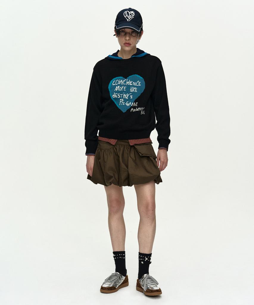ADSB ANDERSSON BELL Girls Heart Message Crew-Neck Sweater Atb1464W(Black)