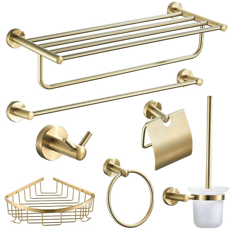 Minimalist Brushed Gold Towel Rack - 304 Stainless Steel Bathroom Hardware Hanger