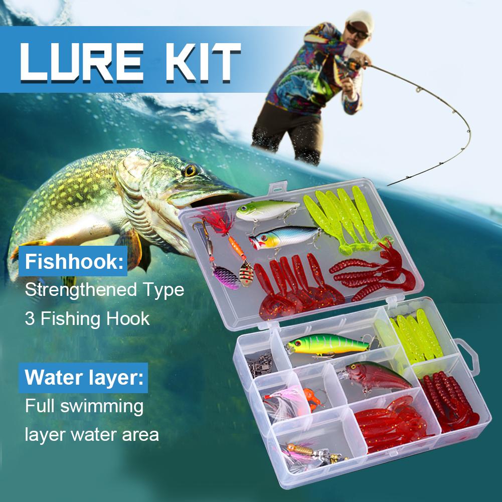51Pcs Topwater Bait Rigs Multifunction Lure Tackle Kit Carbon Steel Biomimetic Fish Bait for Outdoor Fishing Accessories Tool