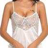 Beliebte Nachtwäsche, V-Ausschnitt, durchsichtige, glatte Spitze, Camisole-Shorts, Babydoll-Nachthemd für den Sommer