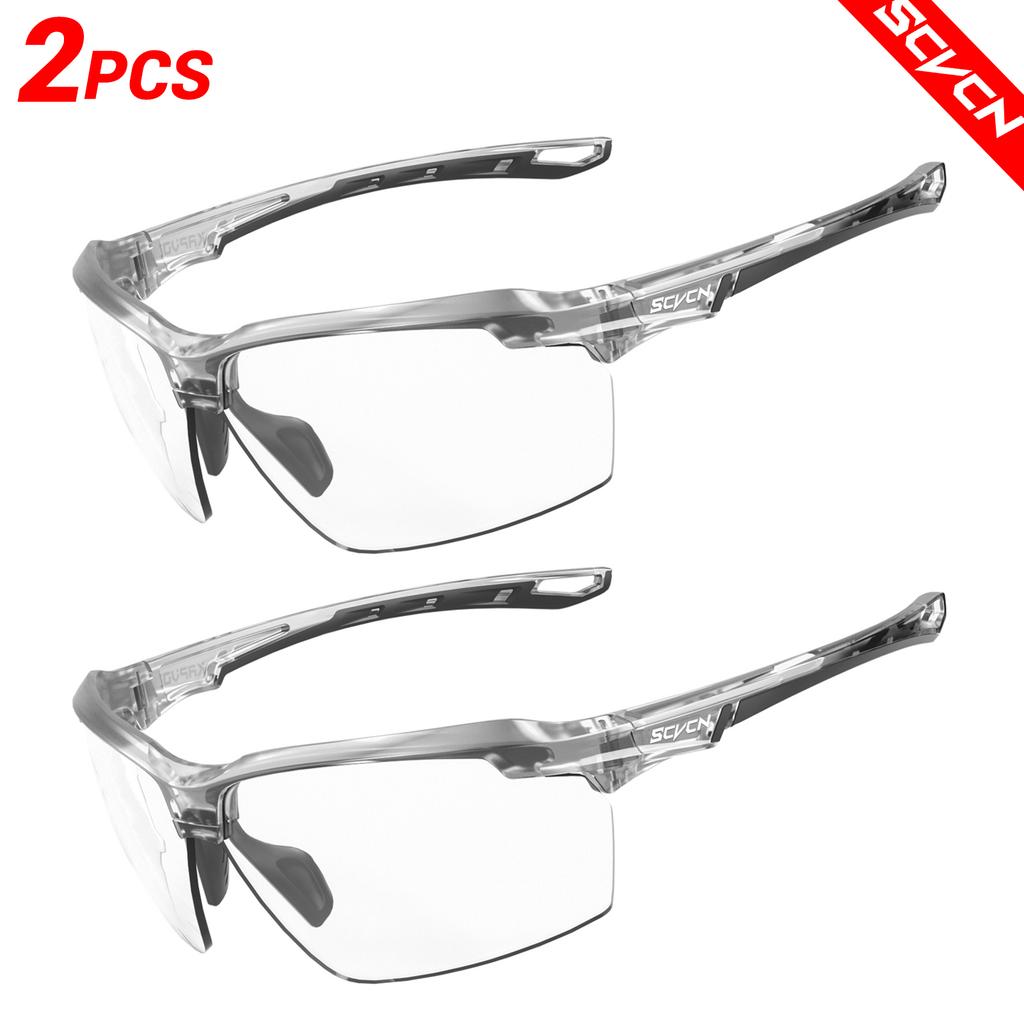 SCVCN Photochromic 2-pack Cycling Glasses Explosion Proof Hunting Outdoor Bicycle Sports Running Sunglasses Tactical Goggles