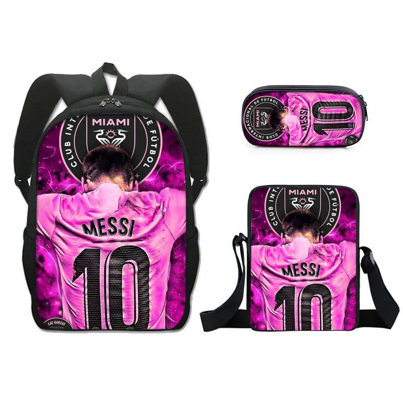 Modern Miami Messi Backpack Set With Breathable Polyester And Lightweight Design For School Use