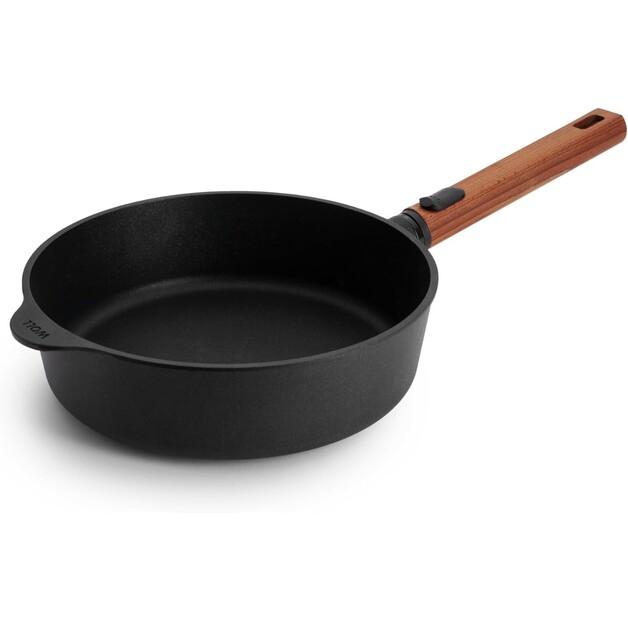 Woll Eco Logic QXR Frying Pan with High Sides for Induction Hobs 24 Cm with Detachable Wooden Handle (1724WLCI-Q)