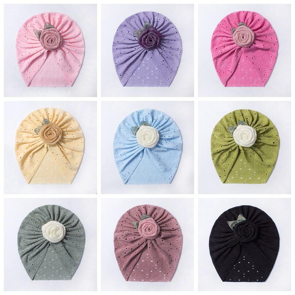 Flower Newborn Baby Girls Turban Hollow Toddler Kid Head Wrap Cute Baby Hat  Hair Accessories