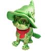 3D Printed Articulated Cat Wizard Hat Cat Ornament Wearing Red Scarf Big Eyes Cat Fidget Toy with Flexible Joints for Stress Relief Desktop Decoration