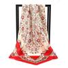 90*90Cm Women Elegant Floral Printed Square Imitation Silk Scarf Hijab Women Luxury Sunscreen And Dustproof Kerchief Head Scarf