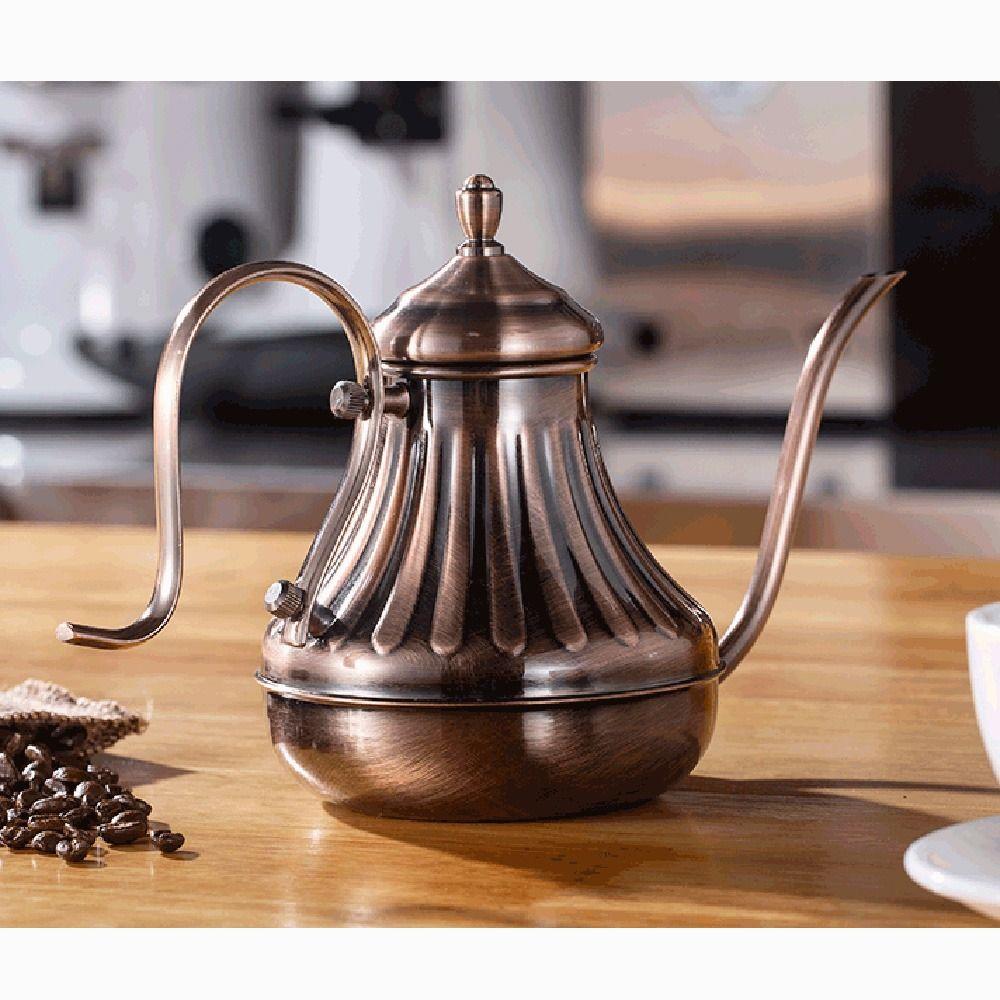 Long Mouth Gooseneck Tea Kettle Stainless Steel Teapot Vintage Drip Kettle  Office