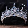 DIEZI Baroque Bridal Wedding Party Crown Princess Queen Water Drop Opal Crystal Tiaras Necklace Earrings New Jewelry Sets