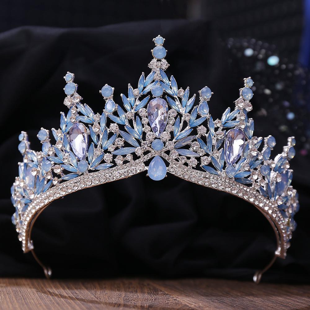 DIEZI Baroque Bridal Wedding Party Crown Princess Queen Water Drop Opal Crystal Tiaras Necklace Earrings New Jewelry Sets