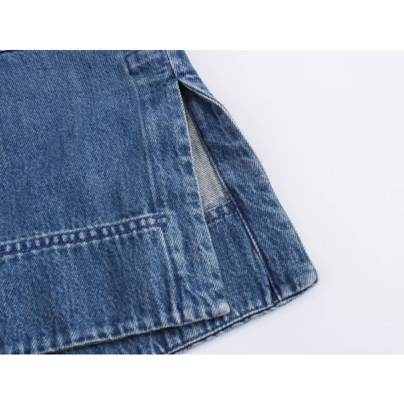 2026 Women's Street Fashion: V-Neck Drop Shoulder Denim Jacket