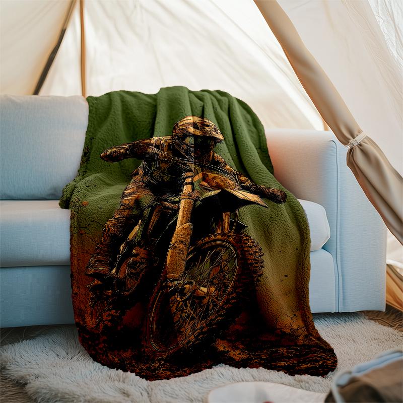 Off-road Motorcycles Theme Printed Blanket - Perfect for Couch, Bed, Travel & Outdoor Use | Machine Washable, Cozy & Durable.