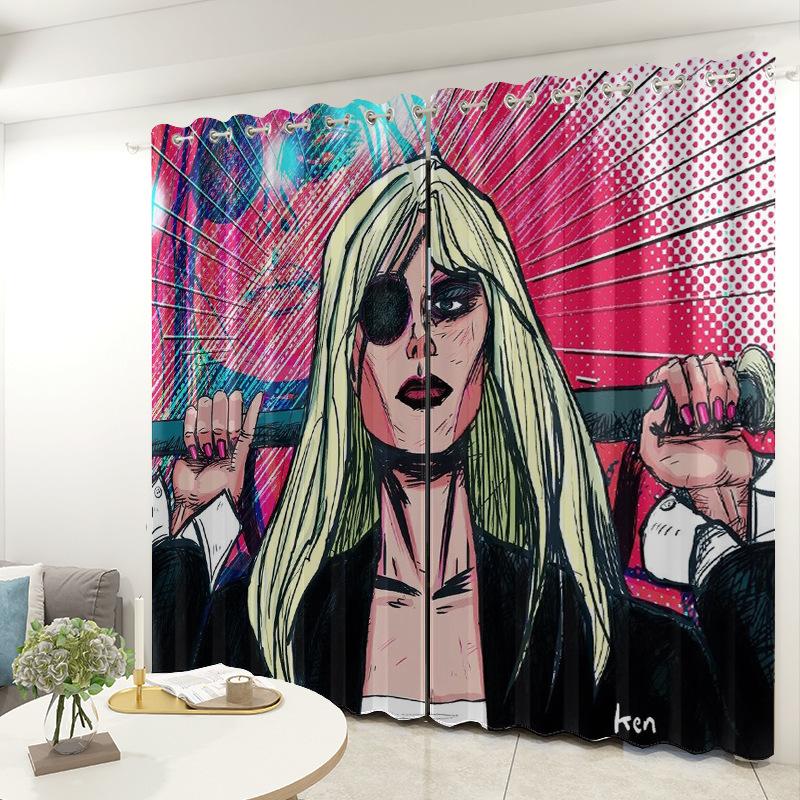 African American Female Curtain Fabric Bedroom Living Room Balcony Blackout Curtain Office Hotel Insulation Curtain