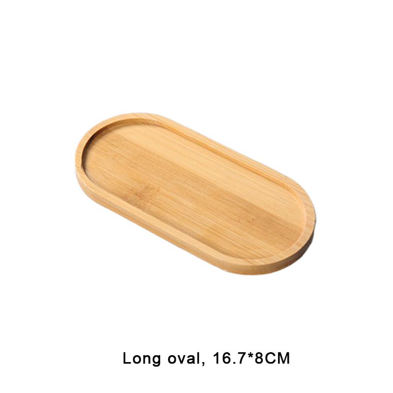 Einfacher Stil Hausdekoration Sukkulenten Bonsai Halter Runde Quadratische Blumentopf Basis Bambus Holz Tablett