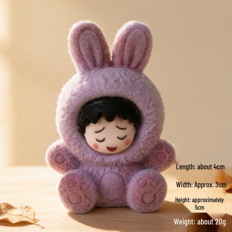 Фигурка из смолы с градиентным ворсом - Милая ручная роспись, плюшевая кукла, ornaments из слепой коробки фиолетовый