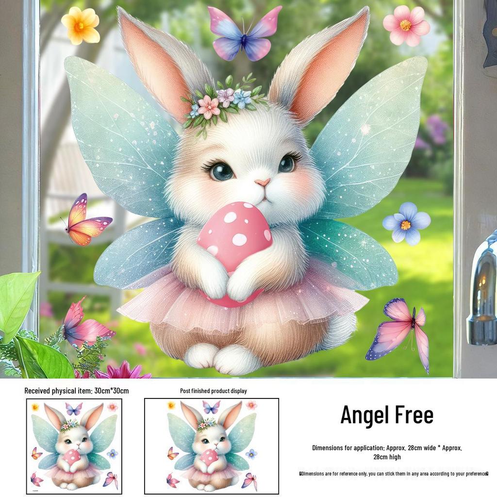 Easter Bunny & Chicks Colorful Window Stickers - Static Cling Decorations