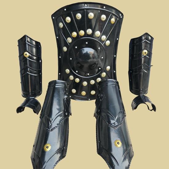 Schwarzer Heizschild Mittelalterlicher Schwarzer Schild Handpanzer Beinpantzer Komplettes Set Bestes Geschenk Sammlerstück